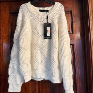 Harley-Davidson Cream Cable Knit Scoop Neck Sweater